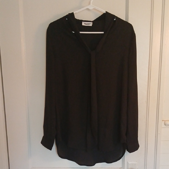 Yidarton Tops - Black Women's Blouse With Tie Detail